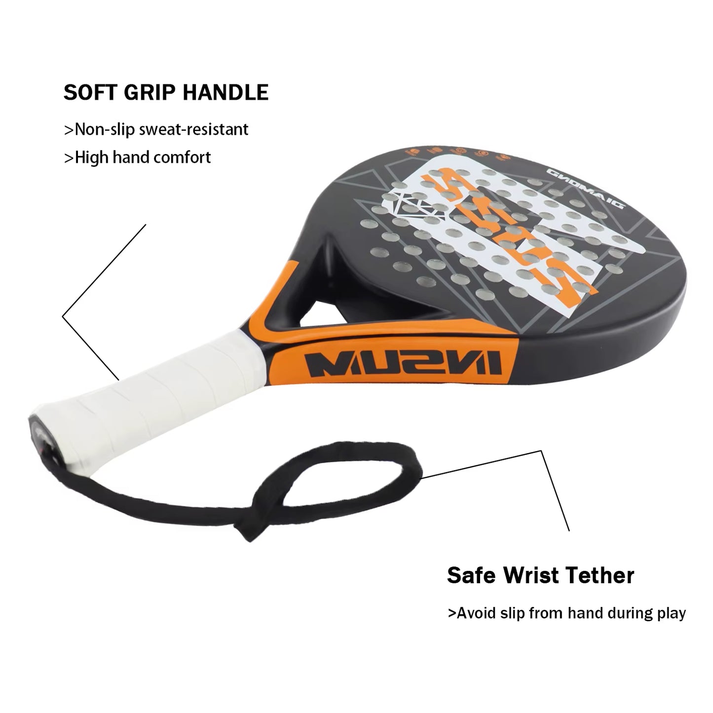 Padel Racket 2022 Carbon Fiber Soft EVA Surface High Balance Diamond Shape Sports Racket for Advanced Players Paddle