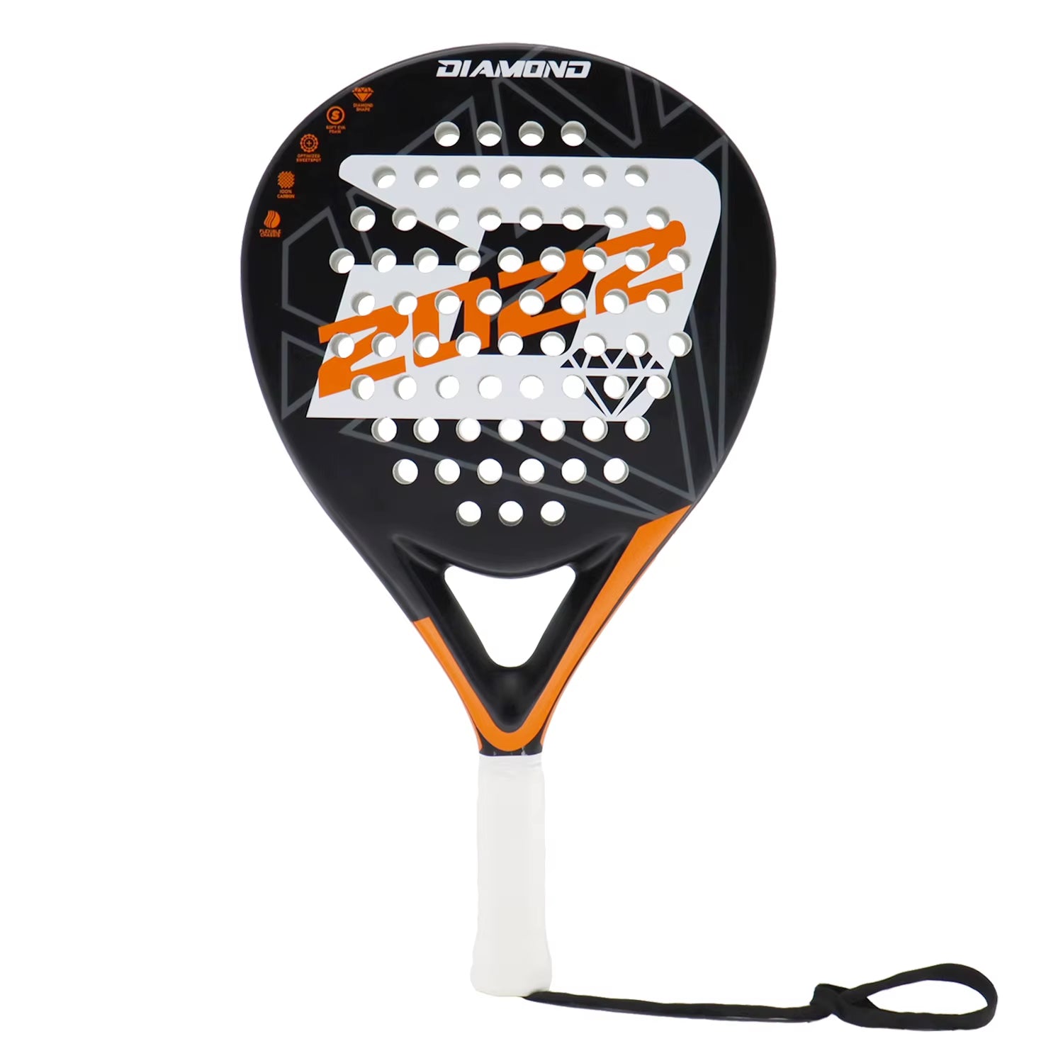 Padel Racket 2022 Carbon Fiber Soft EVA Surface High Balance Diamond Shape Sports Racket for Advanced Players Paddle