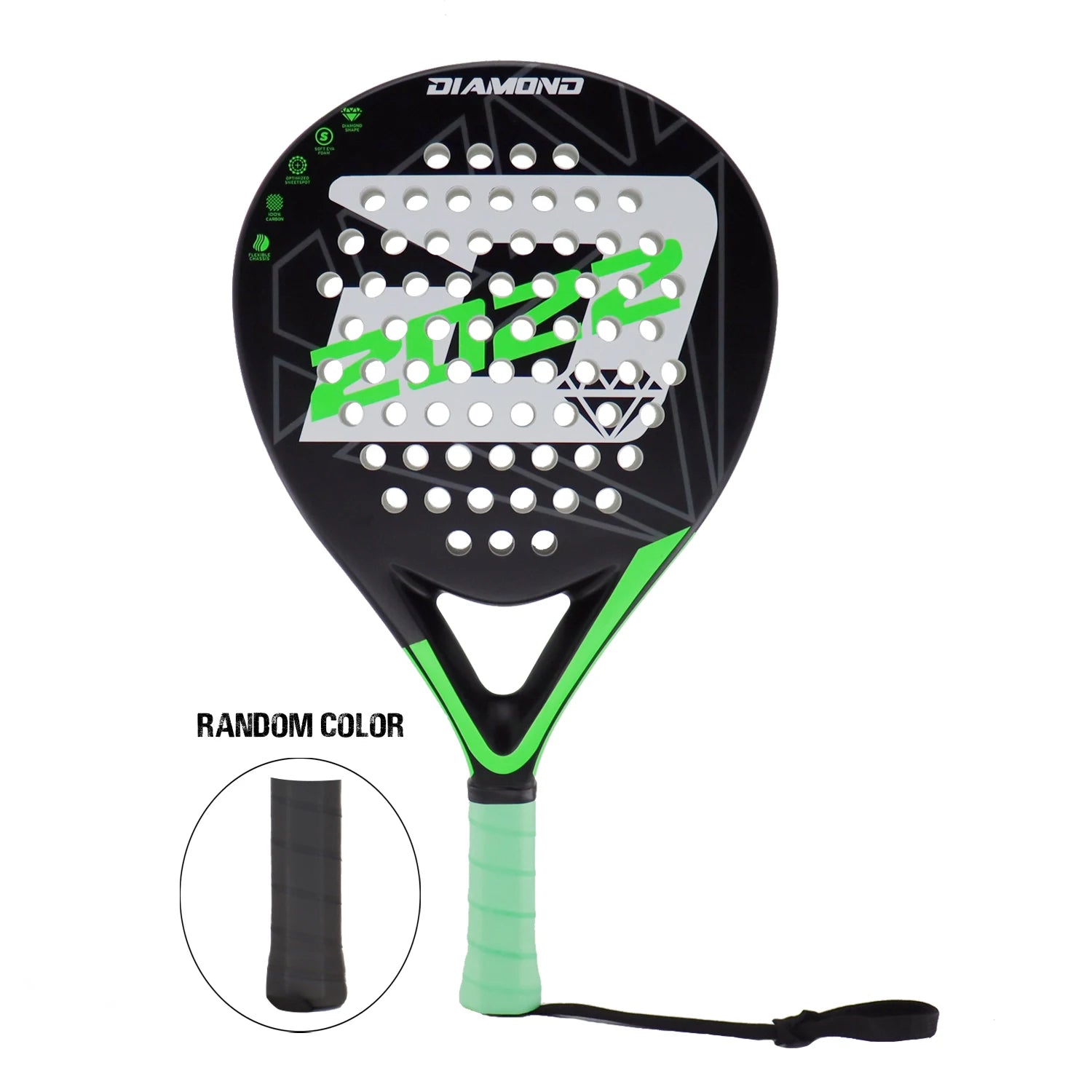 Padel Racket 2022 Carbon Fiber Soft EVA Surface High Balance Diamond Shape Sports Racket for Advanced Players Paddle
